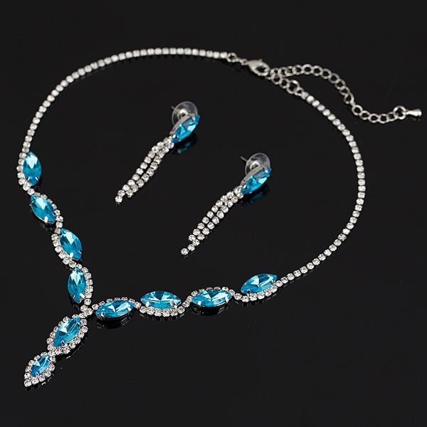 

2018 crystal charm of the new design and female wedding bridal bridesmaid jewellery necklace+earrings supply, Slivery;golden