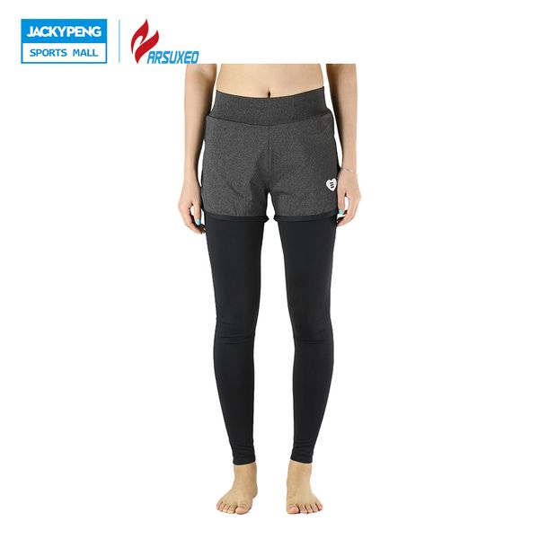 

arsuxeo running pants sport women compression tights shorts exerise yoga women pants for runningclothing slim legging y955, Black;blue