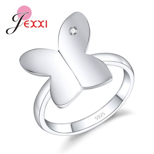 

jexxi simple butterfly design vintage cz crystal 925 sliver wedding rings jewelry for woman finger rings accessory, Golden;silver