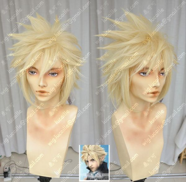 

final fantasy pale gold ff7 claude warped wales tripp cosplay wig, Black