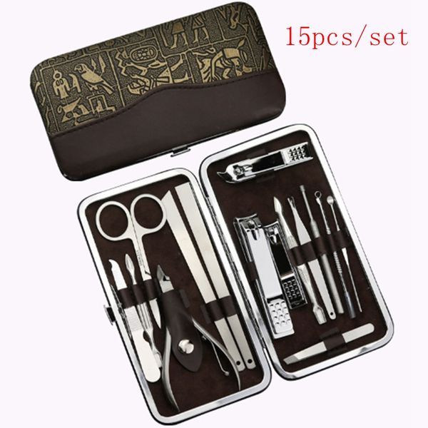 

20sets/set 15pcs manicure set professional nail clipper kit pedicure finger plier nails art beauty tools scissors tweezer knife