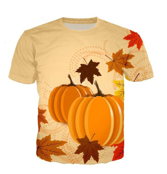 

wholesale-fashion mens/womens summer style halloween's pumpkin funny 3d print casual t-shirt dxr00171, White;black