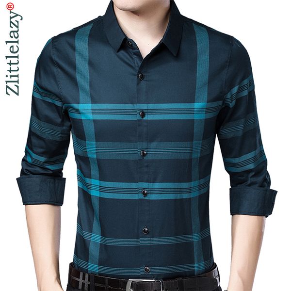 

2018 social long sleeve plaid designer shirts men slim fit vintage fashions men's shirt man dress jersey casual clothing 36777, White;black