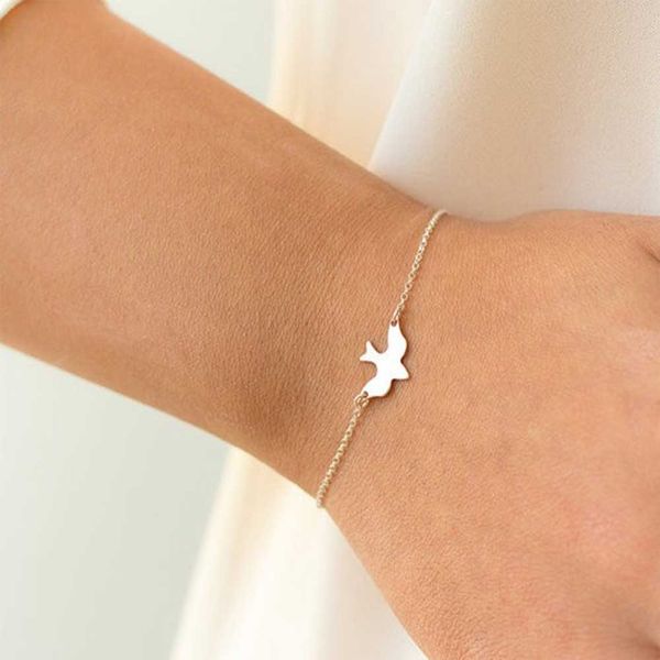 

tiny peace dove bracelet soar flying birds bracelet little cute swallow baby bird bracelets abstract bracelets, Golden;silver