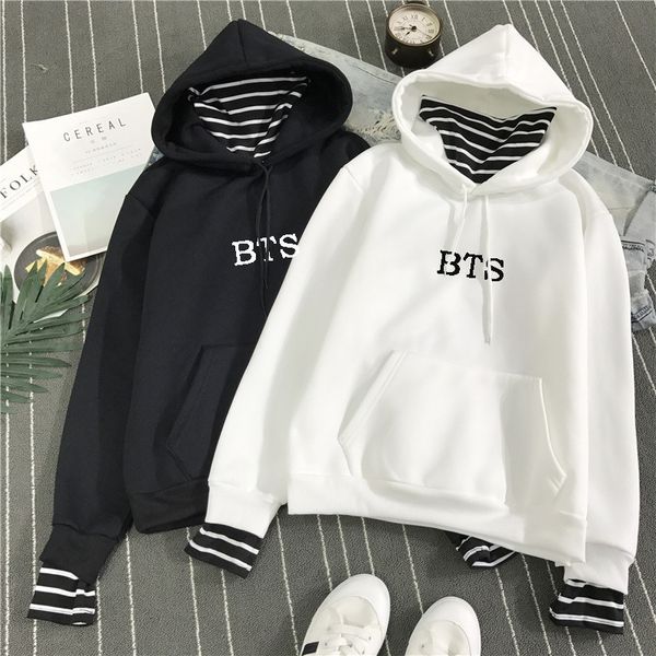 

2018 new bts hoodie bangtan boys hoodies sweatshirt pullovers kpop fans clothes oversized solid cotton harajuku kawaii, Black
