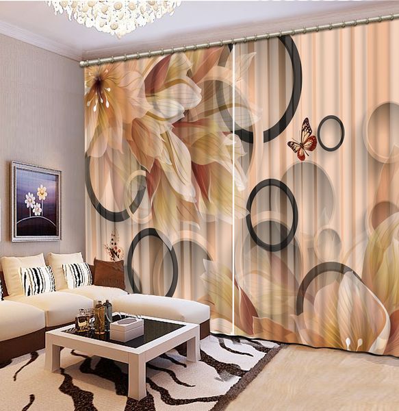 

europe curtains pink circle flower polyester 3d curtain for bedroom living room blackout 3d window curtain home decorative
