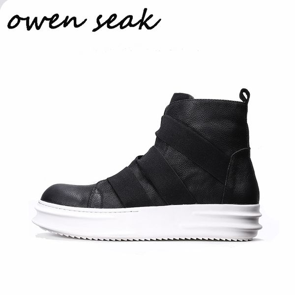 

owen seak men casual boots luxury trainers cow leather shoes summer flats brand men fashion sneakers black shoes