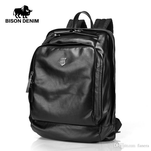 Zoll Echtes Schwarz Großhandel Layer Männer Denim Leder First Große Kapazität Tablet Herren Rindsleder Tasche Soft Rucksack Bison Wholesale 17 lc3J1KTFu5