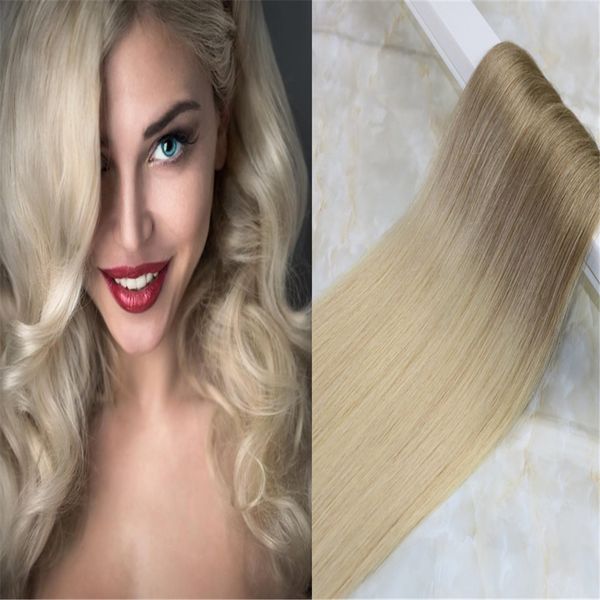 Tape In Ombre Hair Extensions Pu Skin Hair Weft Balayage Color 8