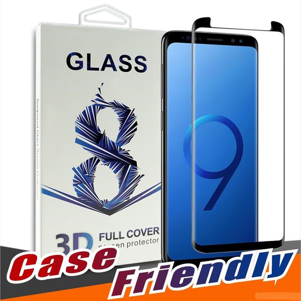

for samsung galaxy s9 s8 plus note 9 8 s7 edge full cover 3d tempered glass case friendly bubble screen protector with package e209