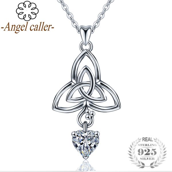 

angel caller sterling silver tiquetra knot pendants women cz necklace celtics symbol torque love heart mom fine jewelry