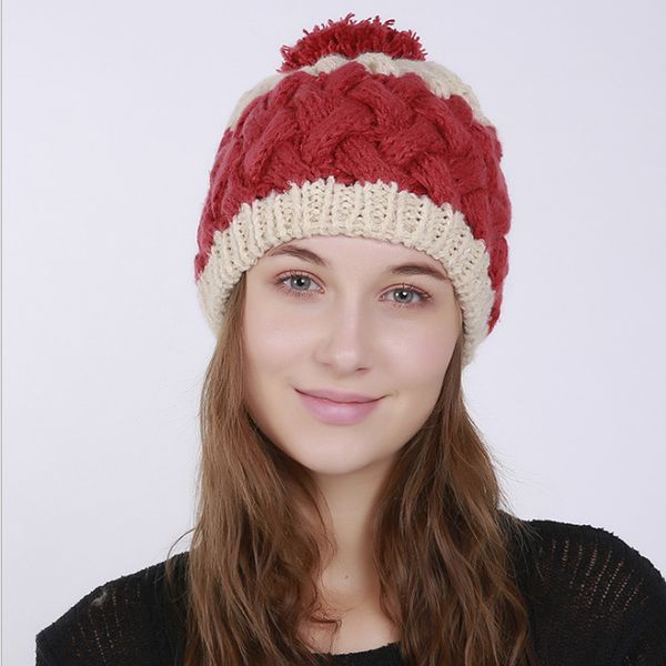

markporda warm autumn winter pompom hats for women fashion knit beanie cap irls gorros mujer invierno ht001, Blue;gray