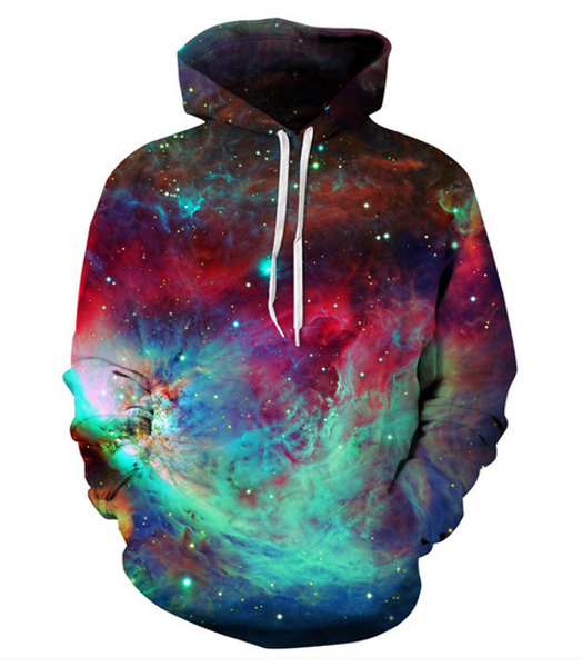 

wholesale--acacia person space galaxy hooded hoodies men/women 3d sweatshirts print nebula stars clouds thin hoody pullovers gdg012, Black