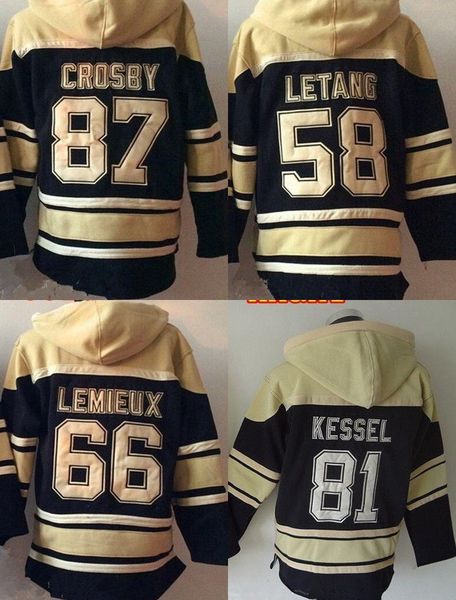 

2016 new, 58 kris letang 81 phil kessel hooded 66 mario lemieux 71 evgeni malkin 87 sidney crosby hockey hoody hoo, Black;red