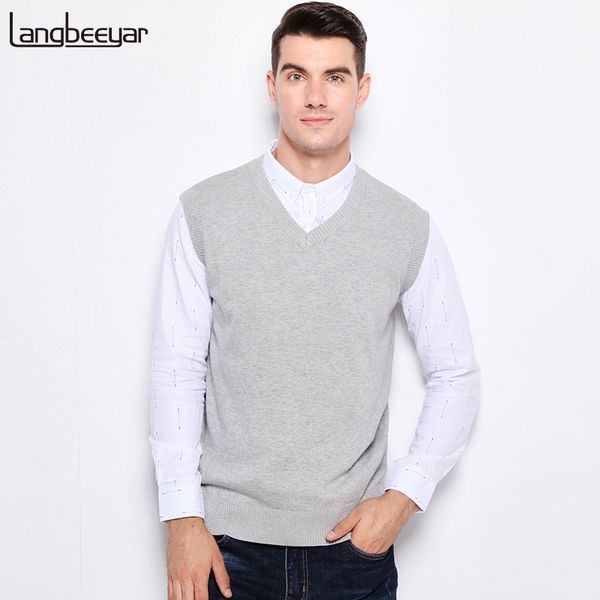 

Новый Осень Зима Мода Бренд Одежды Пуловер Мужские Свитера V-Образным Вырезом Без