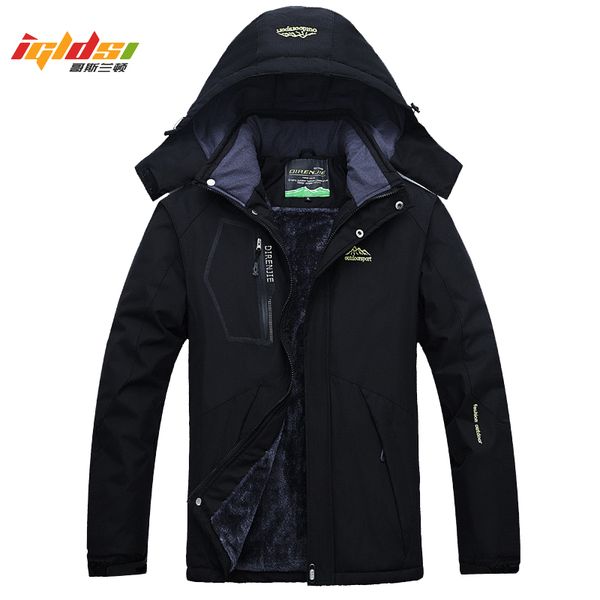 

men's thick fleece winter down jacket outwear warm coat men windproof windbreaker hood jackets men down parkas plus size 4xl 5xl, Black