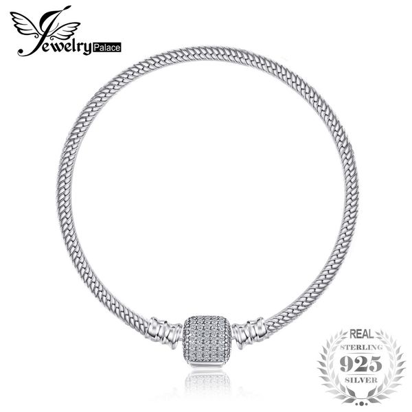 

jewelrypalace solid 925 sterling silver elegant signature clasp bracelets 16-19cm gifts for women anniversary gifts fine jewelry, Golden;silver