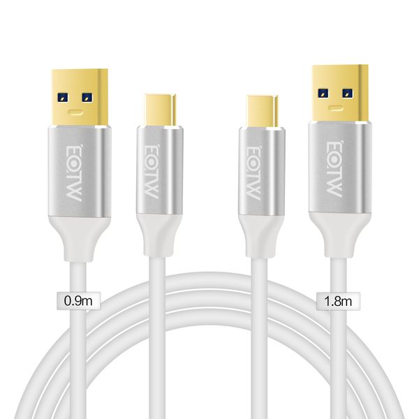 

USB-кабель типа C, 2 шт. (0,9 м + 1,8 м) USB C - USB A Кабели быстрой зарядки для Samsung Note 8, Galaxy S8, LG, Google Pixel, Nintendo Switch, Nexus