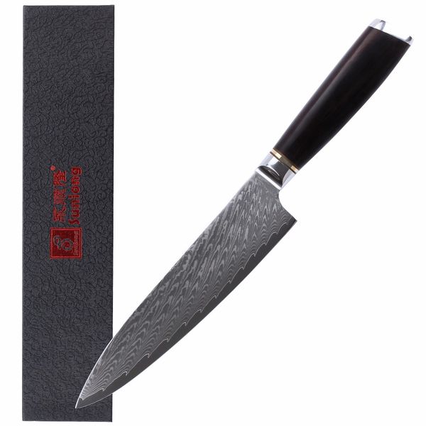 Sunlong Japanese Damascus 8 Inch Chef Knives Vg10 Steel Core