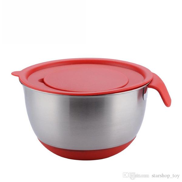 

stainless steel bowls with lid silicone scale anti-slip mix salad egg bowl storage wash rice vegetable fill dish knead douch tools ty7-315