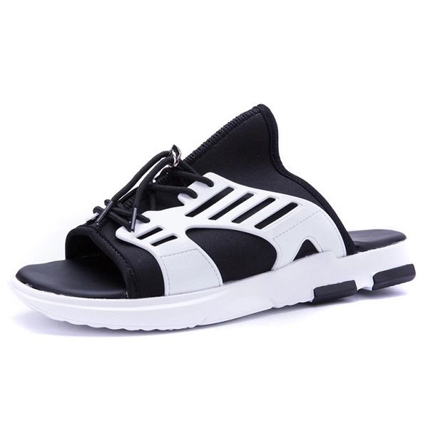 

2018 summer visvim slippers fashion shoes men's casual shoes slippers graffiti beach sandals outdoor slippers hip-hop street sandals q-, Black