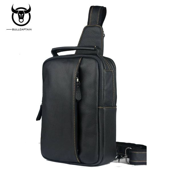 

bullcaptain men messenger bags black male crossbody bag genuine leather one shoulder men bag cowhide chest bags