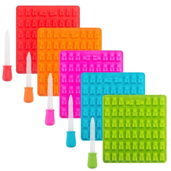 

Silicone candy mold ice make mold gummy bear mold with dropper for diy candy jelly cookie chocolate flavored ice