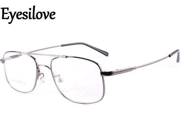 

eyesilove classic finished myopia glasses metal nearsighted glasses men's big frame myopia eyeglasses lenses from -0.50 to -8.00, Silver