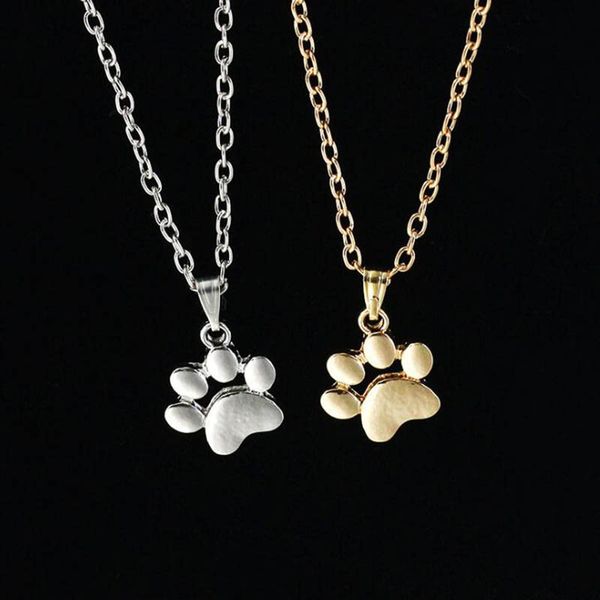 

fashion cute pets dogs footprints paw chain pendant necklace necklaces pendants jewelry for women sweater necklace ing, Silver