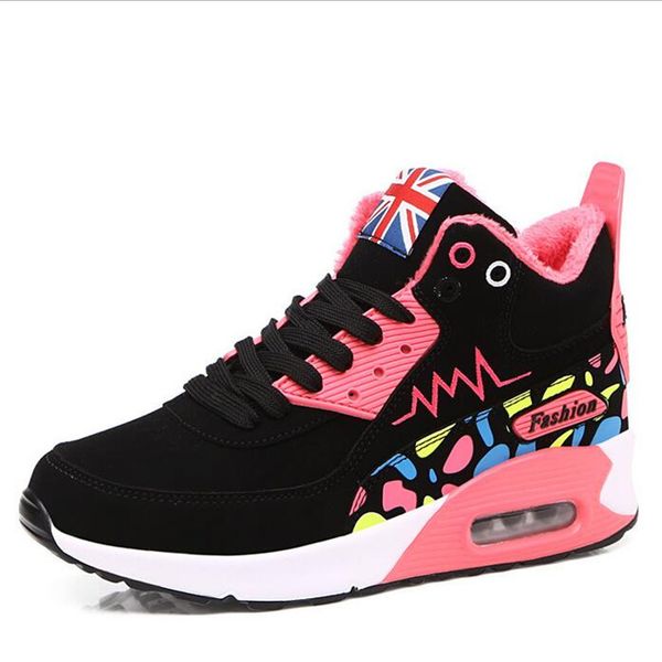

2018 autumn and winter casual shoes women's snow boots warm fur women's cotton shoes with air cushion ak478, Black
