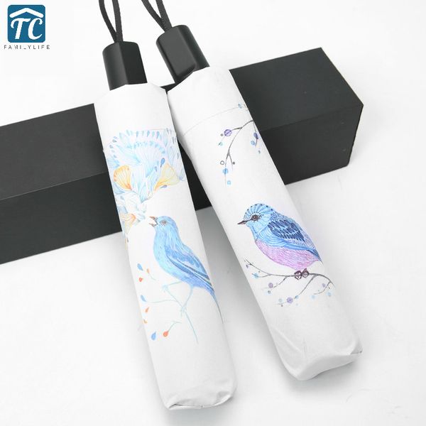 

creative three-folding umbrella rainy dual-use cartoon personality parasol student sunscreen pongee windproof waterproof
