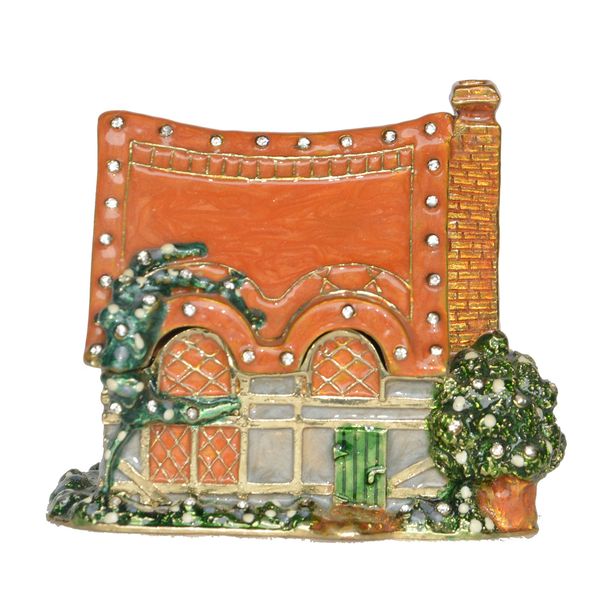 

церковь дом драгоценностями металлическая эмаль брелок коробка шкатулки организаторы коллекционирование украшения дома, Black;white