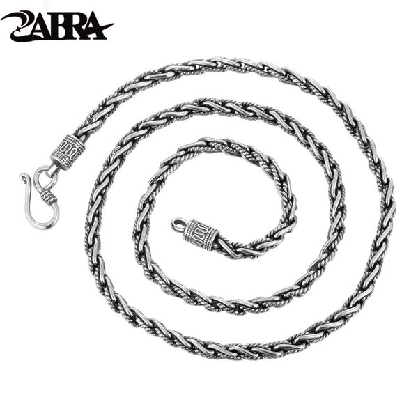 

zabra vintage real 925 sterling silver necklace men 55cm length cross chain punk retro style biker jewelry for mens