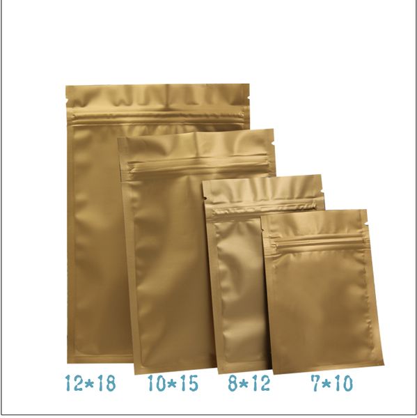

100шт / Lot Матовый Золотой алюминиевой фольги Ziplock сумка Zipper клапан Resealable Комплект с