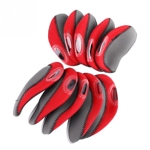 

10pcs golf club head covers iron putter protective case headcovers set neoprene black gold head protector bag for golf sports