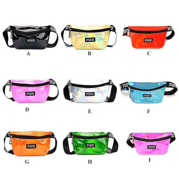 

Women pink letter fanny pack hologram la er wai t belt bag 9 color waterproof tran lucent hiny travel beach outdoor bag