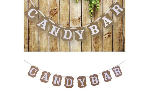 Candy Bar Bandiera di carta Decorazione per feste Ghirlanda di stamina Baby Shower Banner Evento Decorazione decorativa per la casa