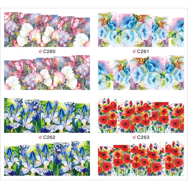 

4 packs / lot full cover abtract flower vine grass tattoos sticker water decal nail art c260-263, Black