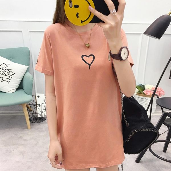 

оптовая 2018 лето женщины повседневная свободные harajuku tee топы мода тенденция печатных улица майка уютный длинные футболки poleras mujer, White