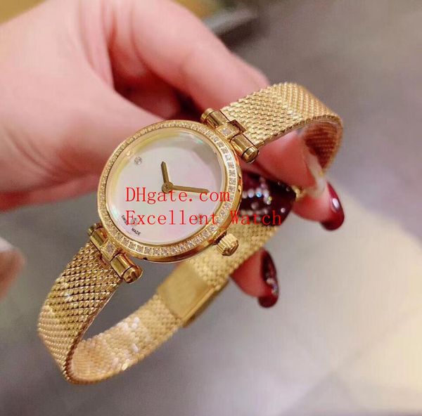 

sell fashion ladies watches swar ovski 18k yellow gold diamond white pearlmaster quartz ladies watch women's watches, Slivery;brown