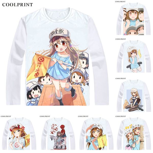 

coolprint cells at work hataraku saibo t-shirts long sleeve shirts anime manga lolita the platelets cute kesshoban cosplay shirt, White;black