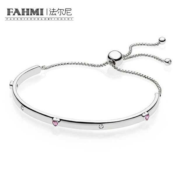 

fahmi 925 sterling silver jewelry classic drop zircon bracelet girls fashion simple bracelet silver jewelry gifts, Black