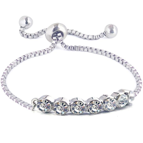 

slider adjustable tennis bracelets silver cubic zircon crystal charm bracelet female classic bridesmaid wedding party jewelry, Black