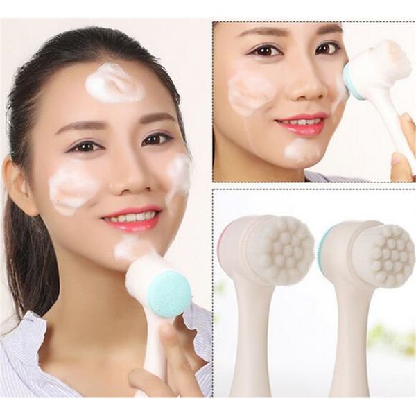 

double sides multifunctional facial cleansing brush portable size face cleaning tool pore massager facial beauty brush dhl ing