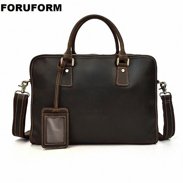 

vintage crazy horse genuine leather men briefcase business bag large leather briefcases men 14"lapcase shoulder bag li-2281