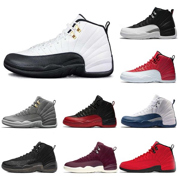 

wholesale bulls 12s mens basketball shoes flu game the master unc dark grey gamma blue 12 trainers sneakers men sports shoe size 8-13