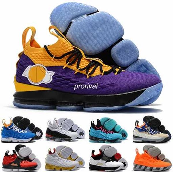 

2018 New Playoffs 15 XV EP South Coast Black Purple Yellow Laker Mens Games Basketball Shoes 15s Casual Designer Sports Sneakers Size 7-12