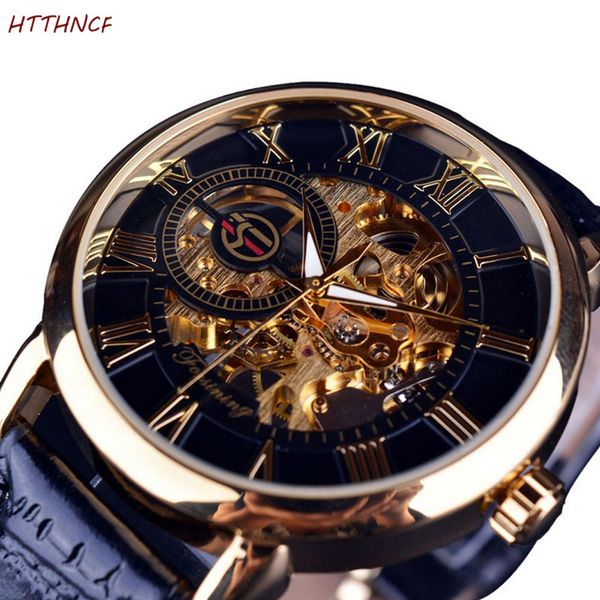 

htthncf mens steampunk skeleton stainless steel automatic mechanical wrist watch, Slivery;brown