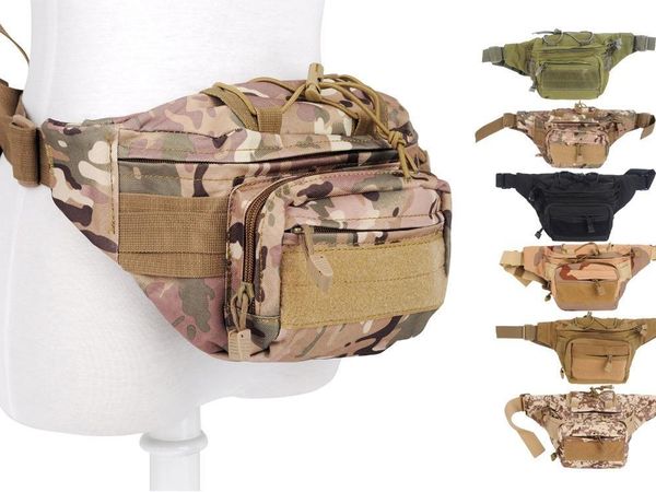 

men's camouflage waist bag belt fanny pack with adjustable band & zipper pockets molle millitary bag