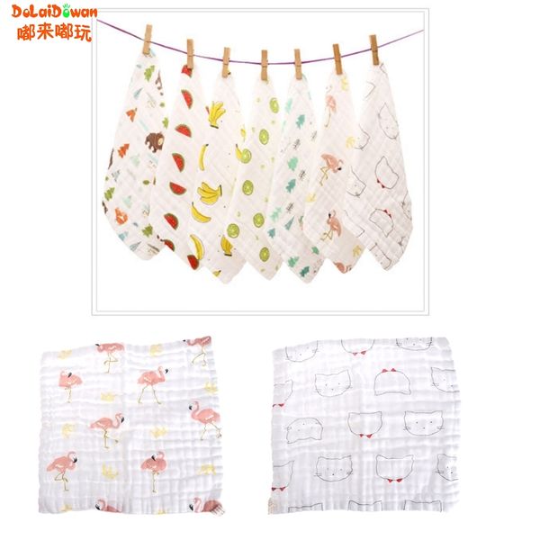 

6 layers baby handkerchief square towel muslin cotton infant face towel wipe cloth 30x30cm